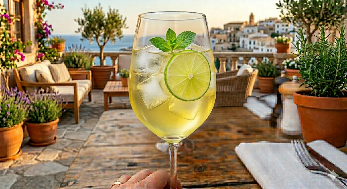 Ein Glas mit Limoncello.