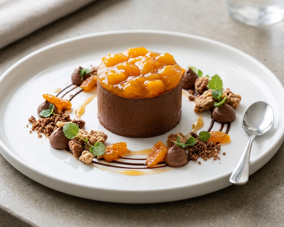 Ein Teller mit Dessert und fruchtigen Dopings. Ein Teller mit Dessert und fruchtigen Toppings.