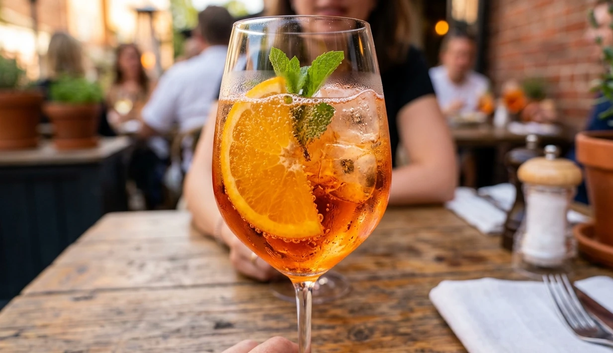 Glas mit Aperol