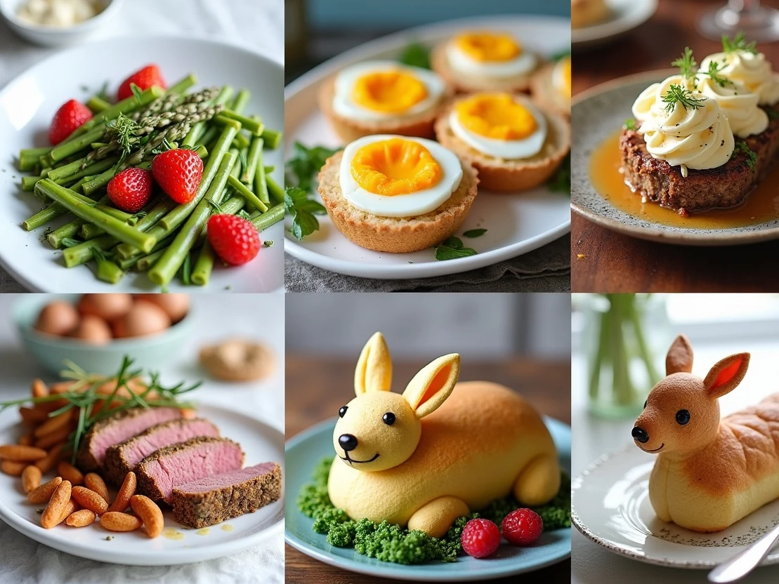 Eine Collage verschiedener Ostergerichte. Eine Collage verschiedener Ostergerichte.