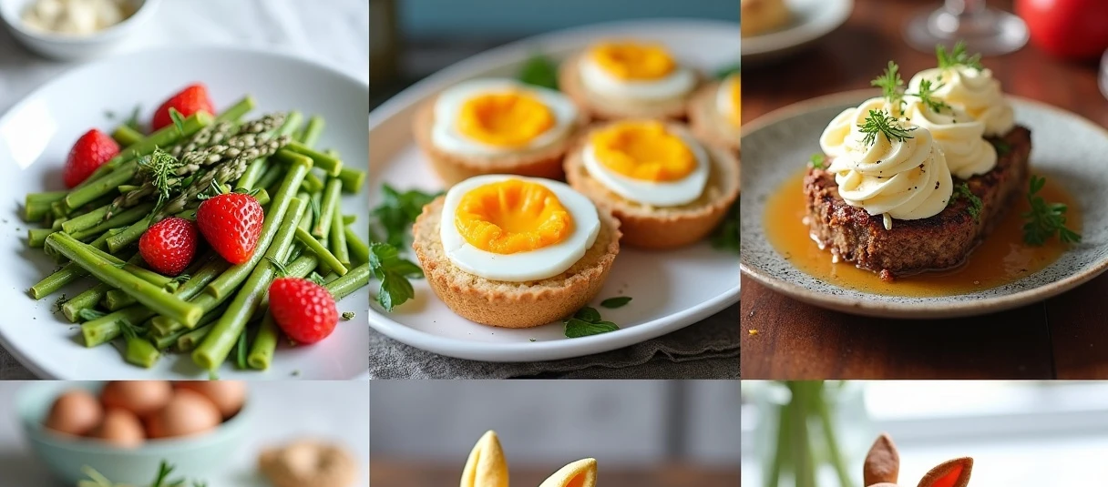 Eine Collage verschiedener Ostergerichte. Eine Collage verschiedener Ostergerichte.