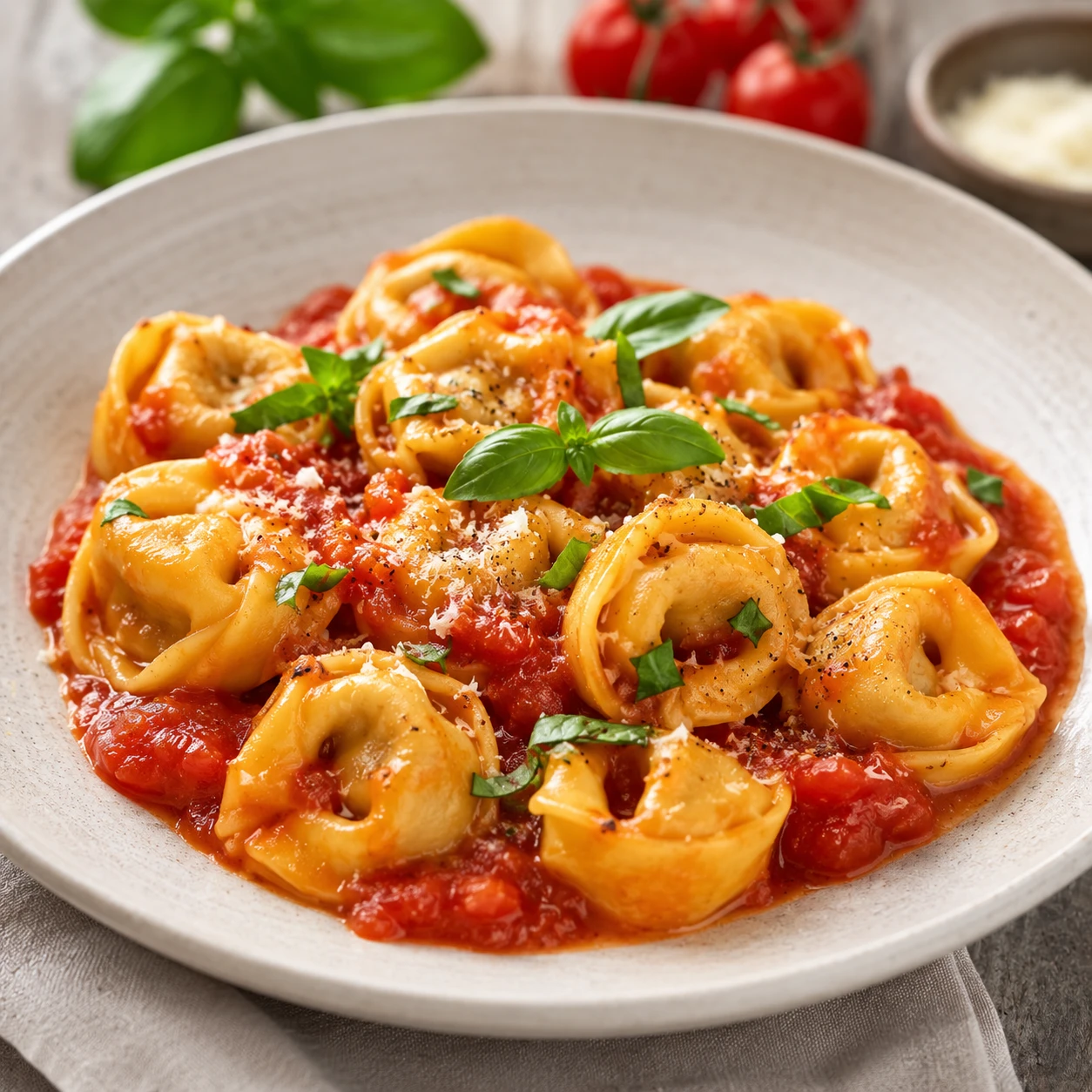 Tortellini mit Tomatensoße Tortellini mit Tomatensoße