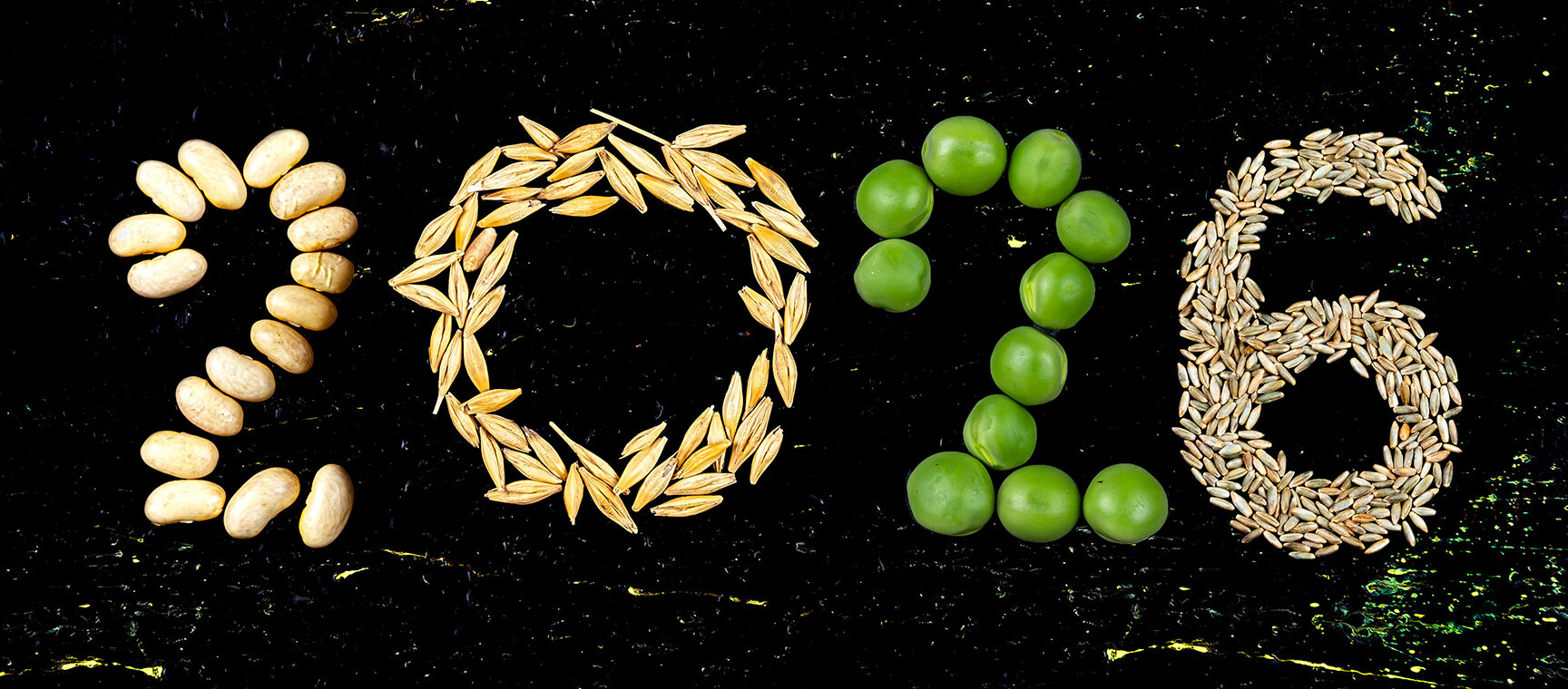 Zahl aus verschiedenen Getreidesorten geformt Zahl aus verschiedenen Getreidesorten geformt