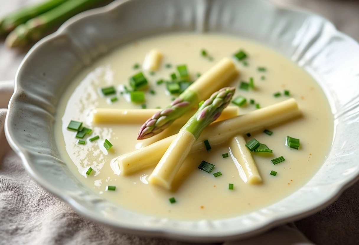 Eine Schüssel Spargelsuppe. Eine Schüssel Spargelsuppe.