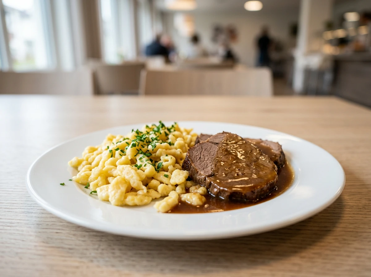 Spätzle angerichtet auf einem Teller Spätzle angerichtet auf einem Teller