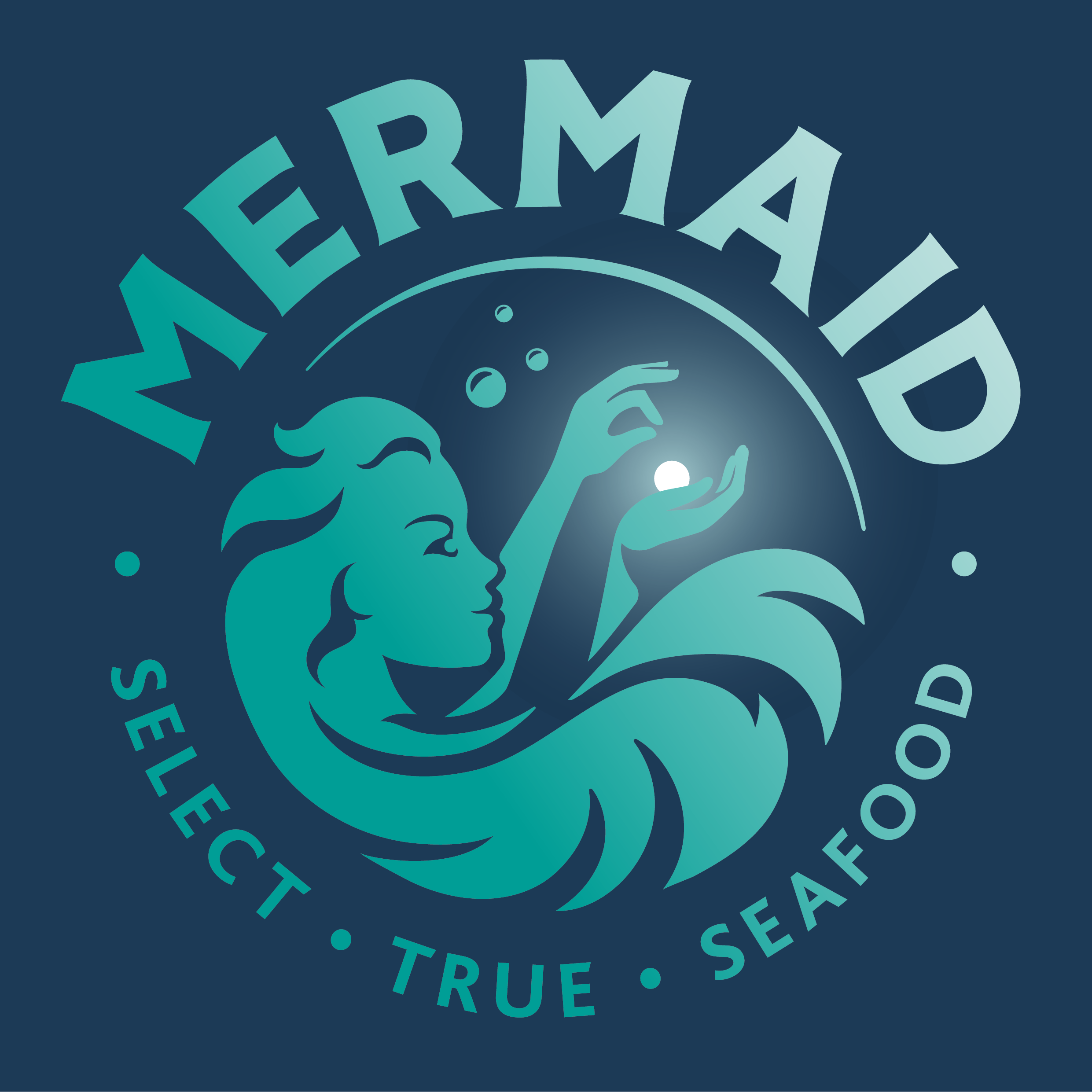 Logo der Marke Mermermaid: Eine Meerjungfrau sucht die Schätze des Meeres