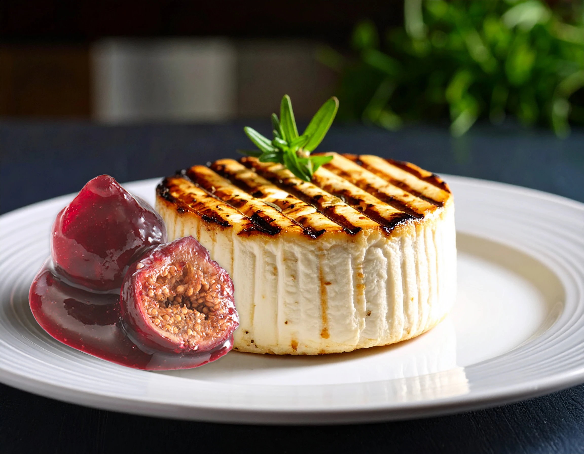 Teller mit gegrilltem Picandou und persischen Cassisfeigen